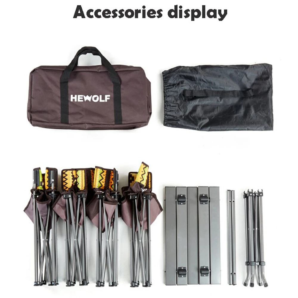 Hewolf 5pcs Set Camping Foldable Table And Chairs 10 Hewolf 5pcs Set Camping Foldable Table And Chairs - Image 10