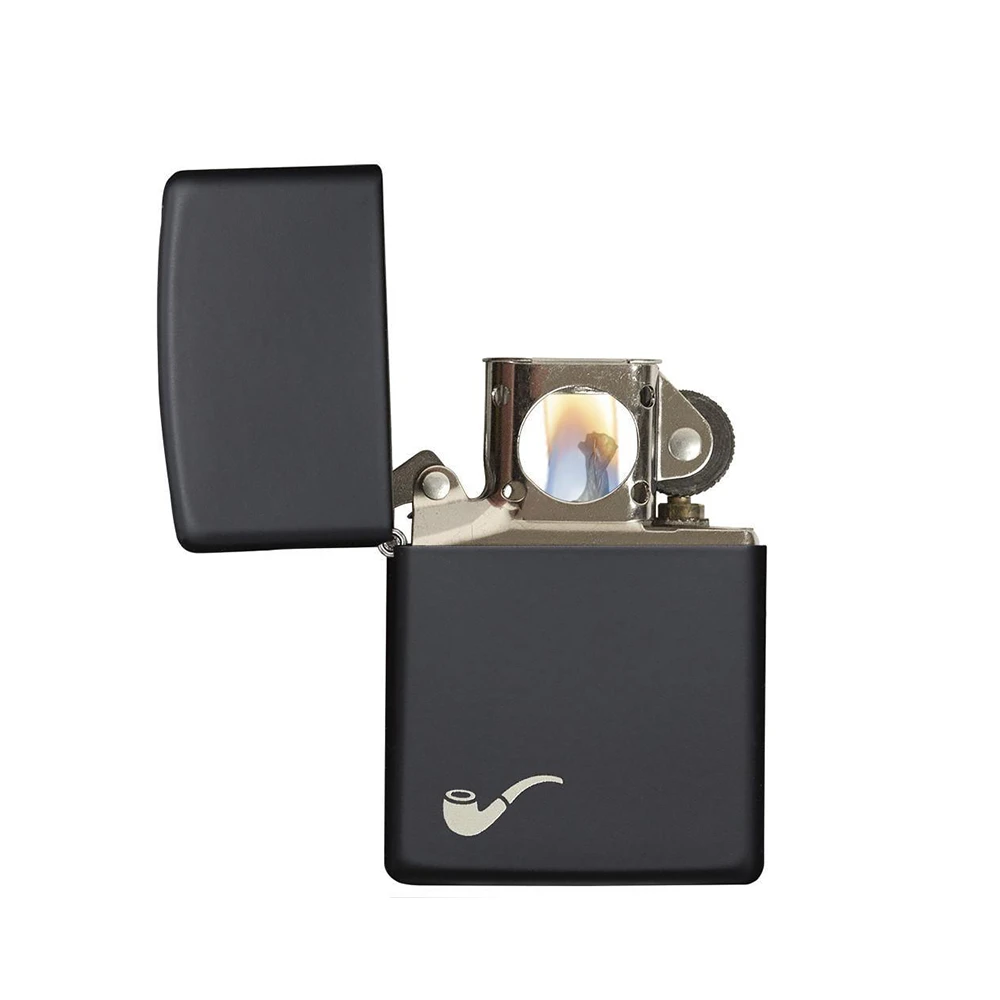 Zippo 218PL Black Matte Pipe Lighter With Pipe Logo - Refillable Windproof Lighter 2 Zippo 218PL Black Matte Pipe Lighter With Pipe Logo - Refillable Windproof Lighter - Image 2