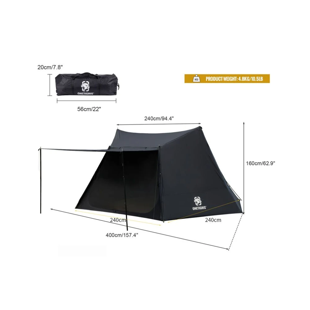 OneTigris Solo Homestead Camping Tent - Black 2 OneTigris Solo Homestead Camping Tent - Black - Image 2