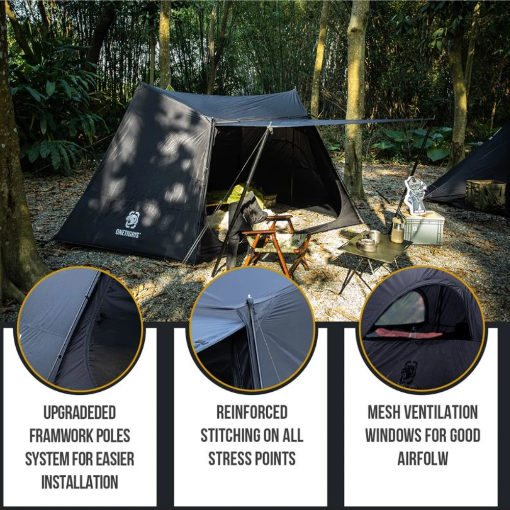 OneTigris Solo Homestead Camping Tent - Black 4 OneTigris Solo Homestead Camping Tent - Black - Image 4