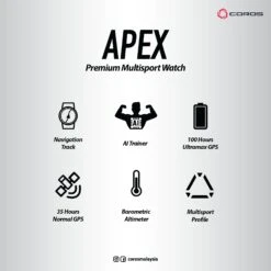 Coros Apex 42mm Multisport GPS Watch - Black 9 Coros Apex 42mm Multisport GPS Watch - Black -Montanic Store Apex features