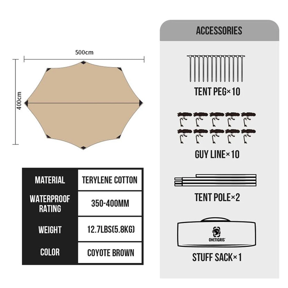 OneTigris Bulwark Rain Fly Camping Tarp - T/C Version 4 OneTigris Bulwark Rain Fly Camping Tarp - T/C Version - Image 4