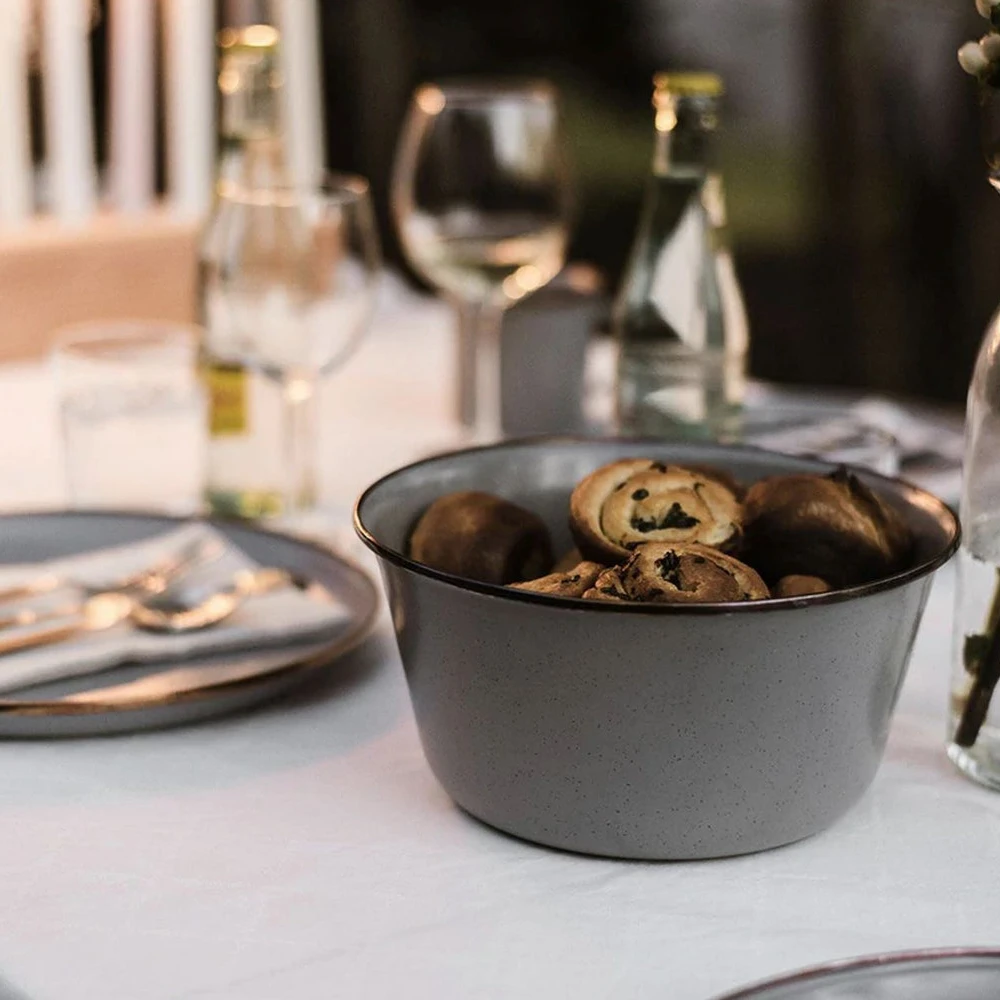 Barebones Enamel Mixing Bowl Slate - Set Of 2 5 Barebones Enamel Mixing Bowl Slate - Set Of 2 - Image 5