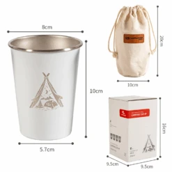 Camp Leader 4 Pcs Stainless Steel Cup - White -Montanic Store CL01 WHT 04