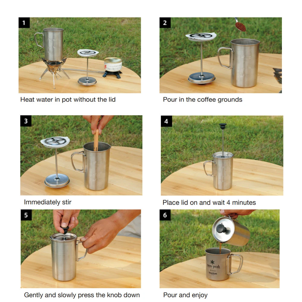 Snow Peak Titanium Café Press 3cups 5 Snow Peak Titanium Café Press 3cups - Image 5