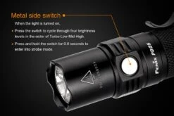 Fenix PD25 XP-L LED Flashlight Black 12 Fenix PD25 XP-L LED Flashlight Black -Montanic Store Fenix PD25 Flashlight Side Switch