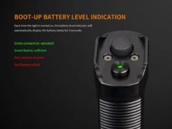 Fenix TK35 2018 XHP35 HI LED Flashlight 1300LM Black -Montanic Store Fenix TK35 2018 Flashlight battery level 1