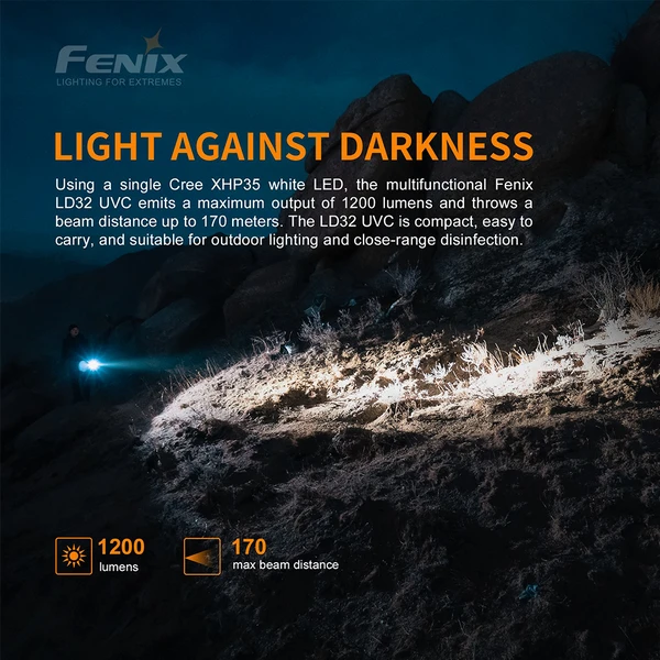 Fenix LD32 UVC XHP 35 HI And 10mW UVC LED Flashlight Black 6 Fenix LD32 UVC XHP 35 HI And 10mW UVC LED Flashlight Black - Image 6