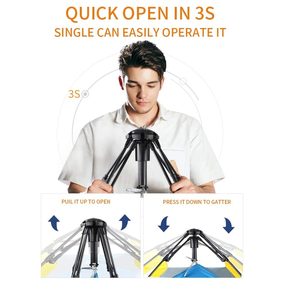 Hewolf Auto 3-4 Person Tent - Green 7 Hewolf Auto 3-4 Person Tent - Green - Image 7