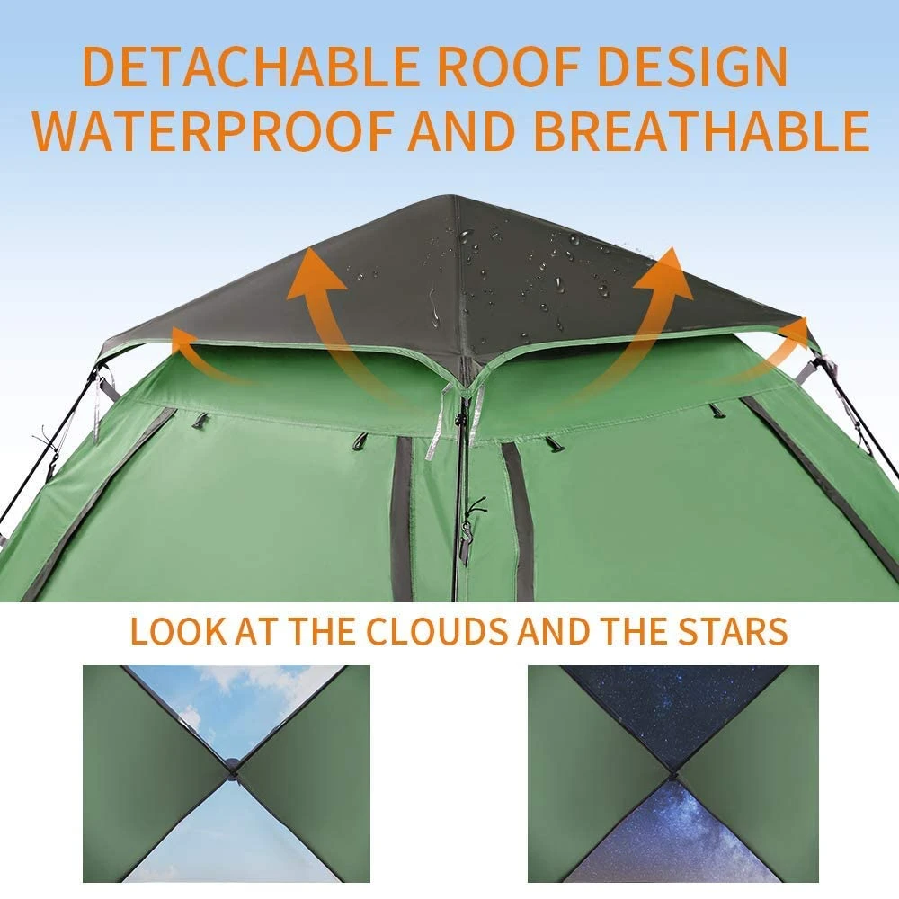 Hewolf Auto 3-4 Person Tent - Green 5 Hewolf Auto 3-4 Person Tent - Green - Image 5