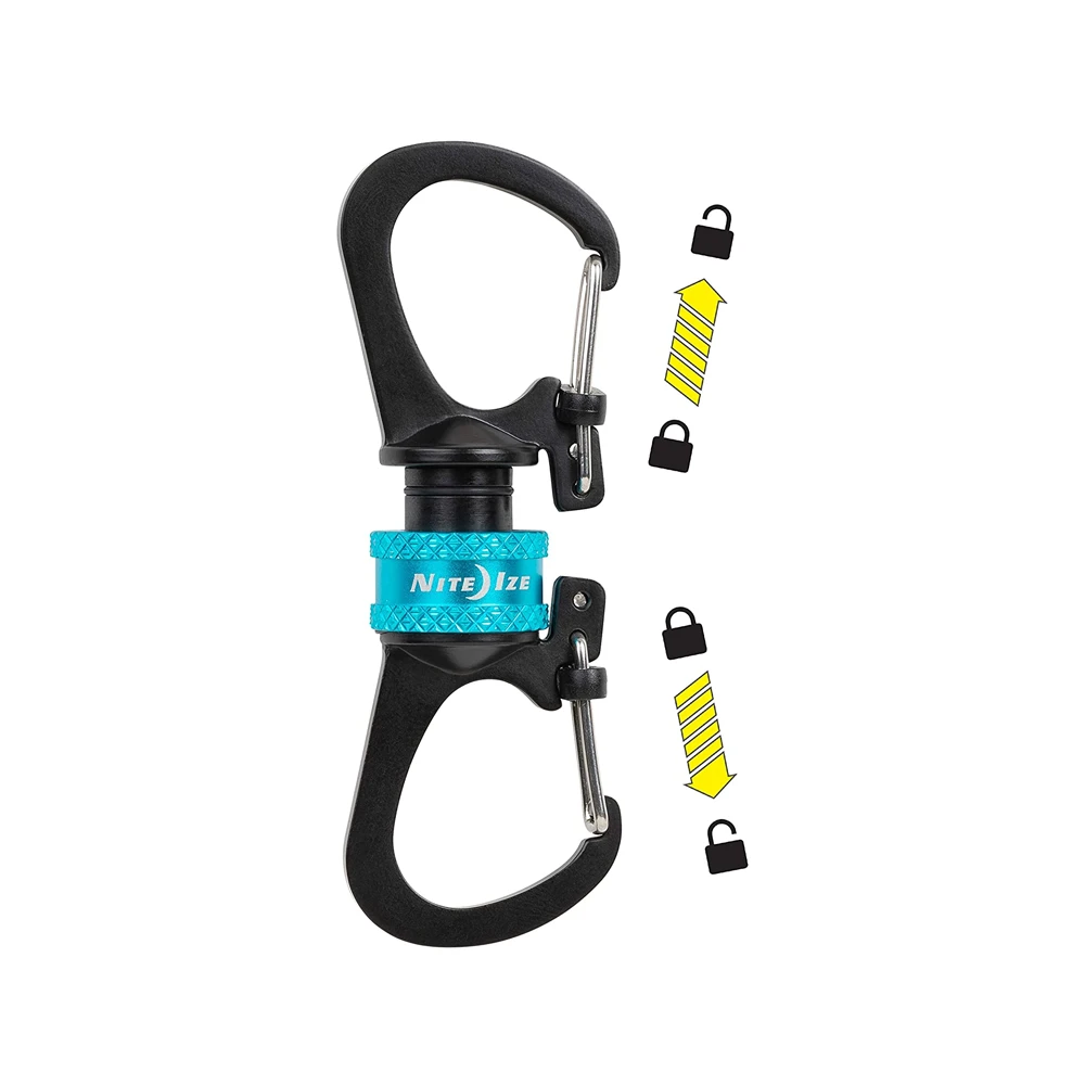 Nite Ize SlideLock® 360° Magnetic Locking Dual Carabiner - Blue 2 Nite Ize SlideLock® 360° Magnetic Locking Dual Carabiner - Blue - Image 2