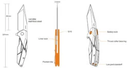 Ruike P138-W Desert Sand Liner Lock G10 Folding Knife 9 Ruike P138-W Desert Sand Liner Lock G10 Folding Knife -Montanic Store diagram of p138